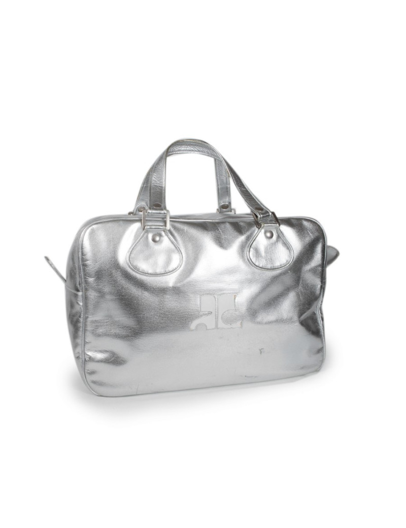Sac COURREGES en cuir lamé argent