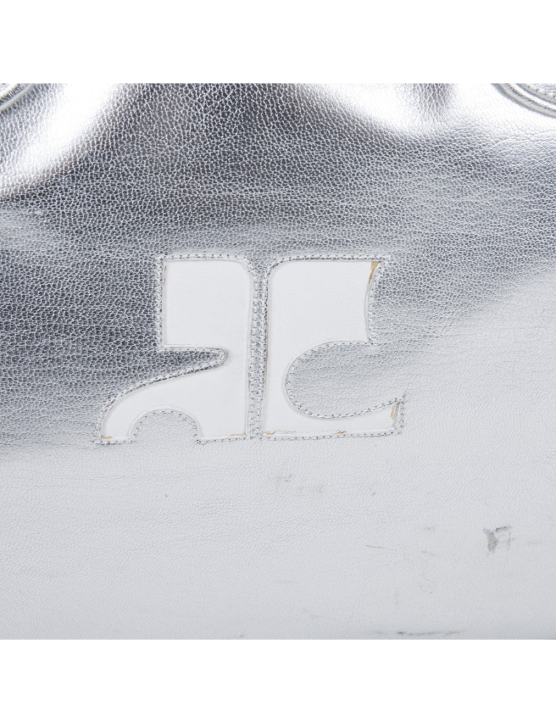 Sac COURREGES en cuir lamé argent
