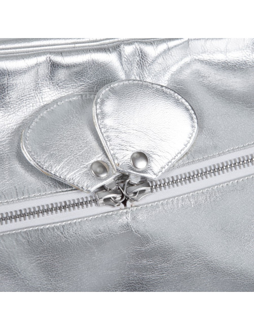 Sac COURREGES en cuir lamé argent