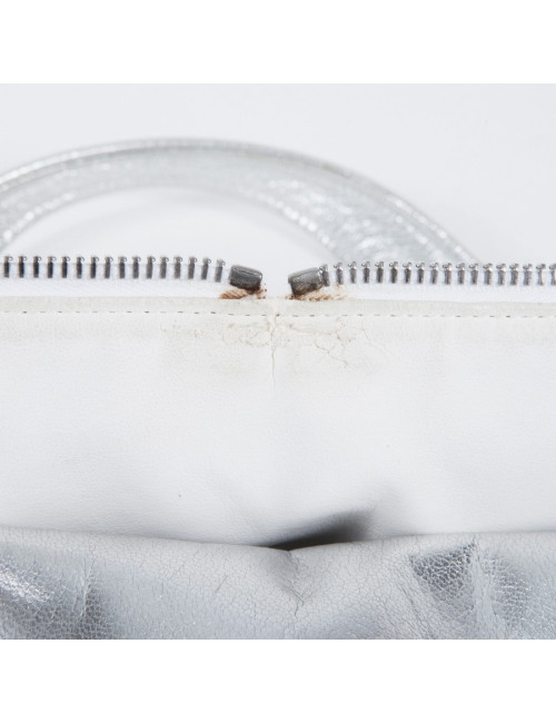 Sac COURREGES en cuir lamé argent