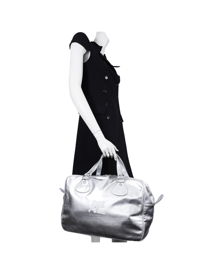 COURREGES silver lame leather bag