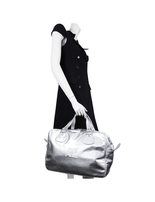Sac COURREGES en cuir lamé argent