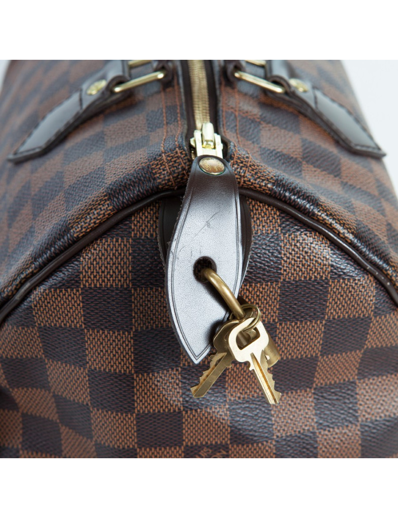 Sac speedy 30 LOUIS VUITTON cuir damier marron