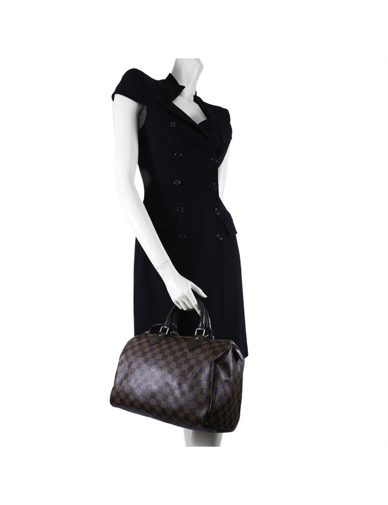 Sac speedy 30 LOUIS VUITTON cuir damier marron
