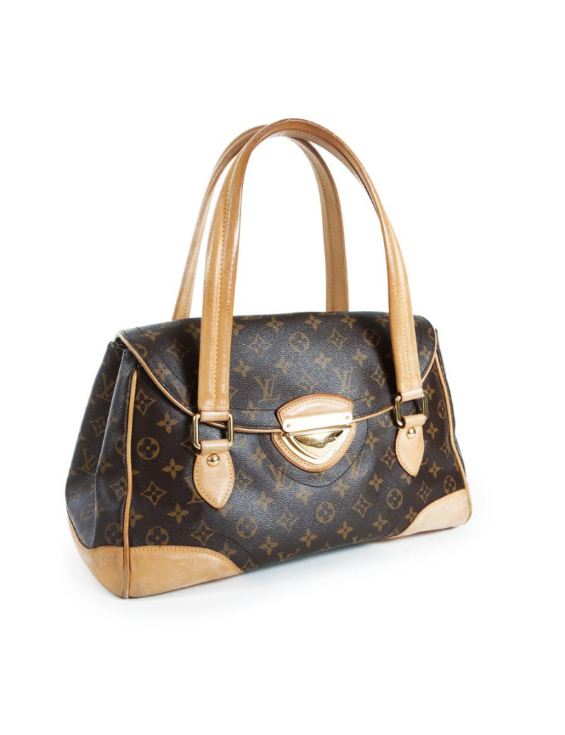 Sac LOUIS VUITTON toile monogram marron et cuir beige