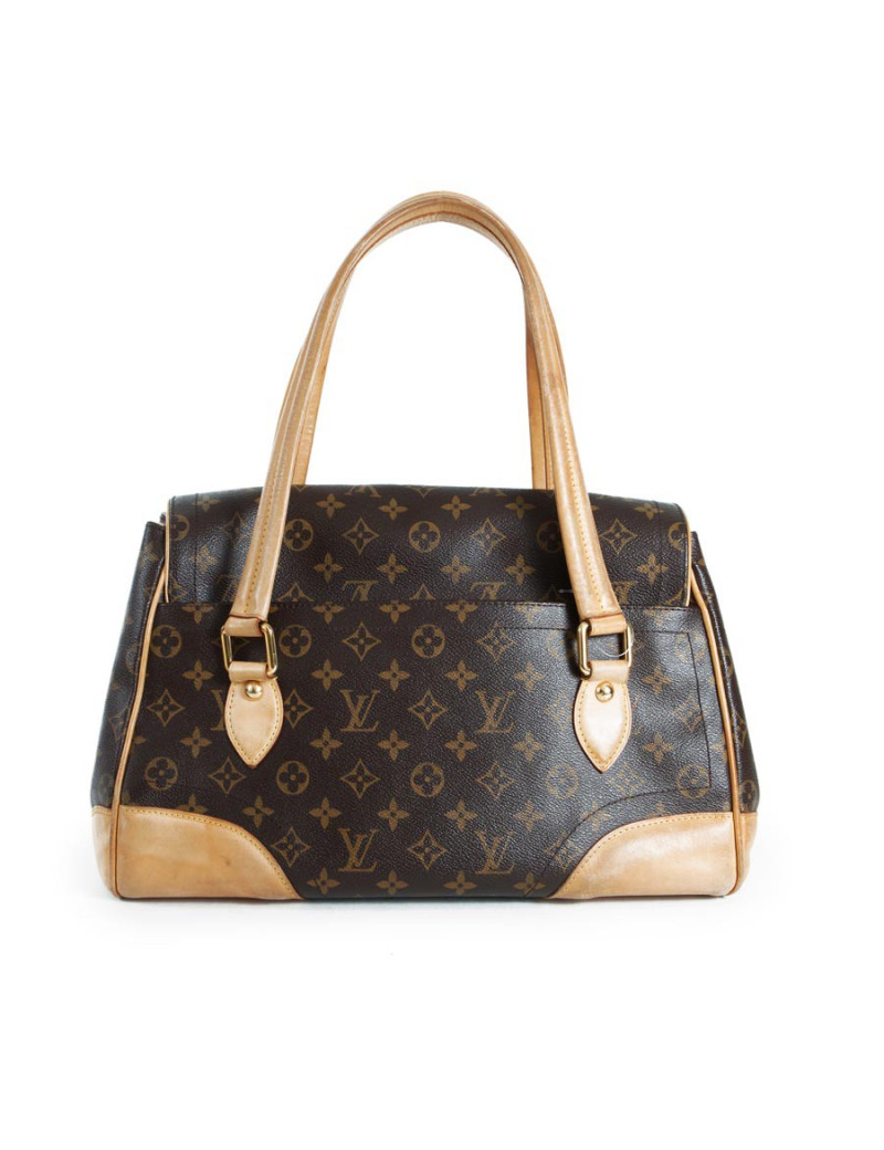 Sac LOUIS VUITTON toile monogram marron et cuir beige