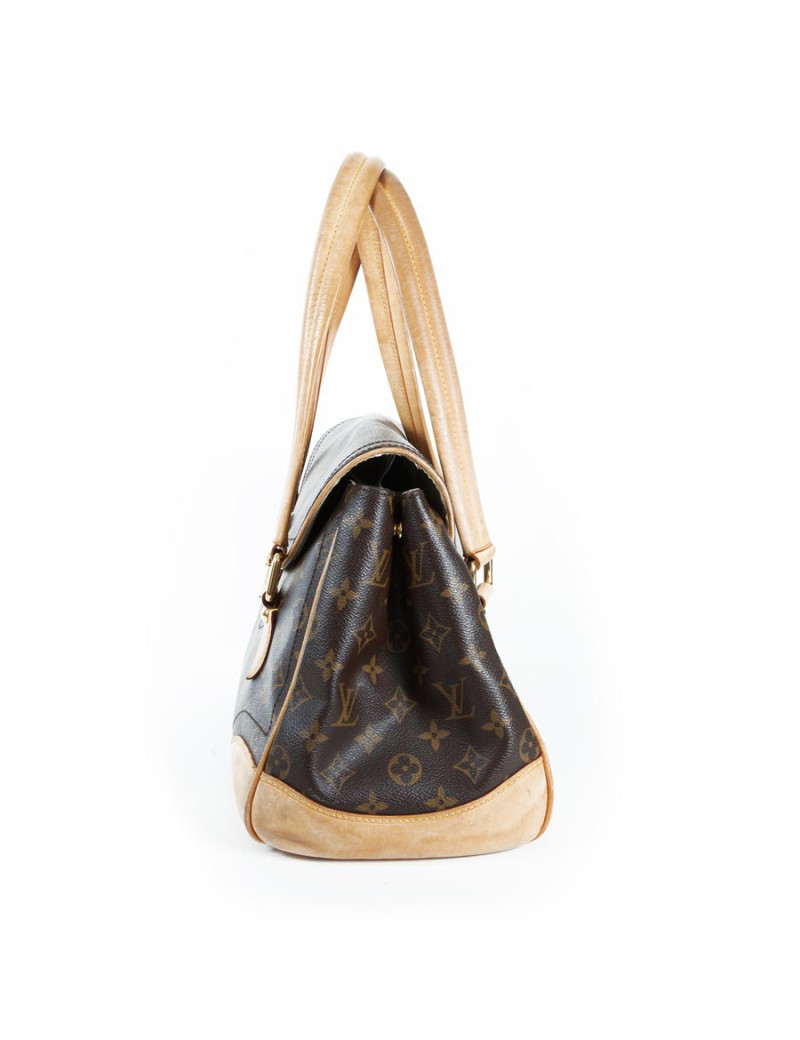Sac LOUIS VUITTON toile monogram marron et cuir beige