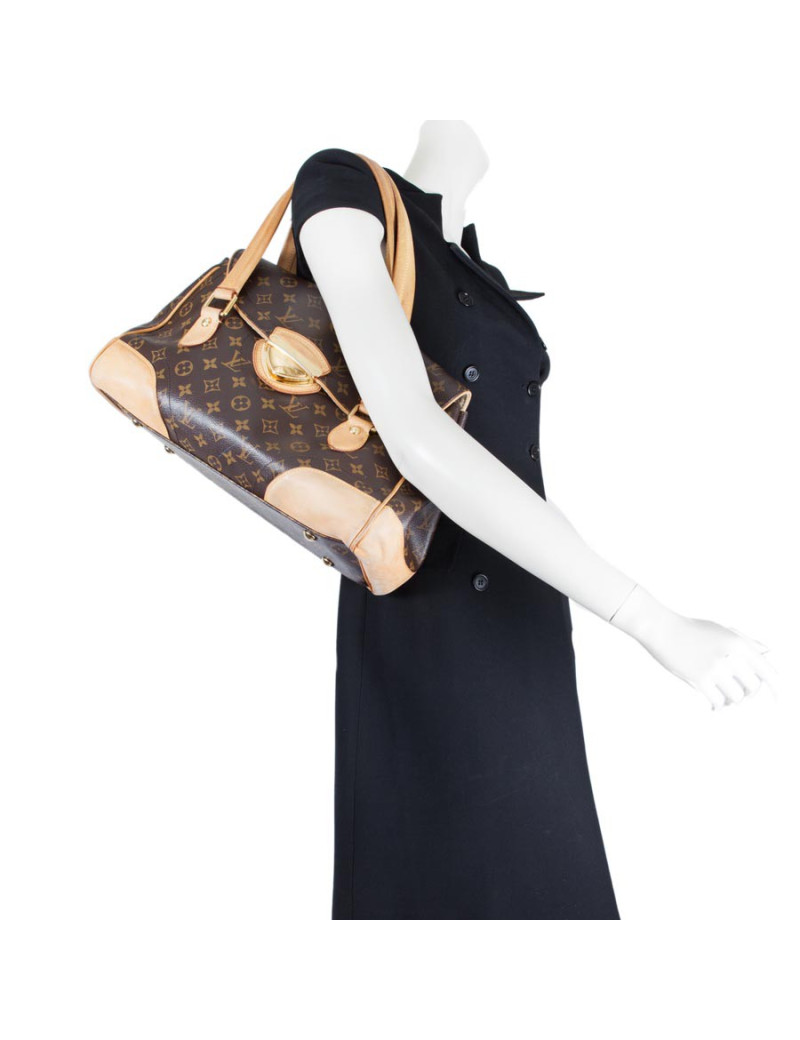 Sac LOUIS VUITTON toile monogram marron et cuir beige