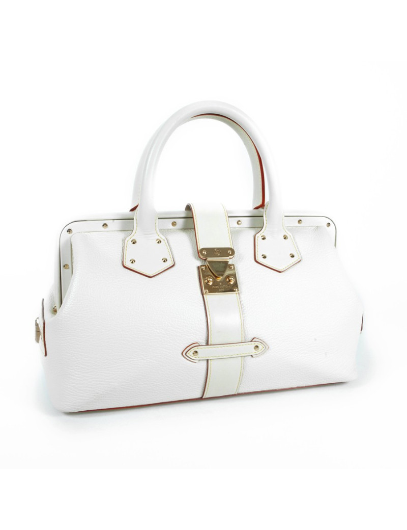 Sac mallette LOUIS VUITTON cuir beige