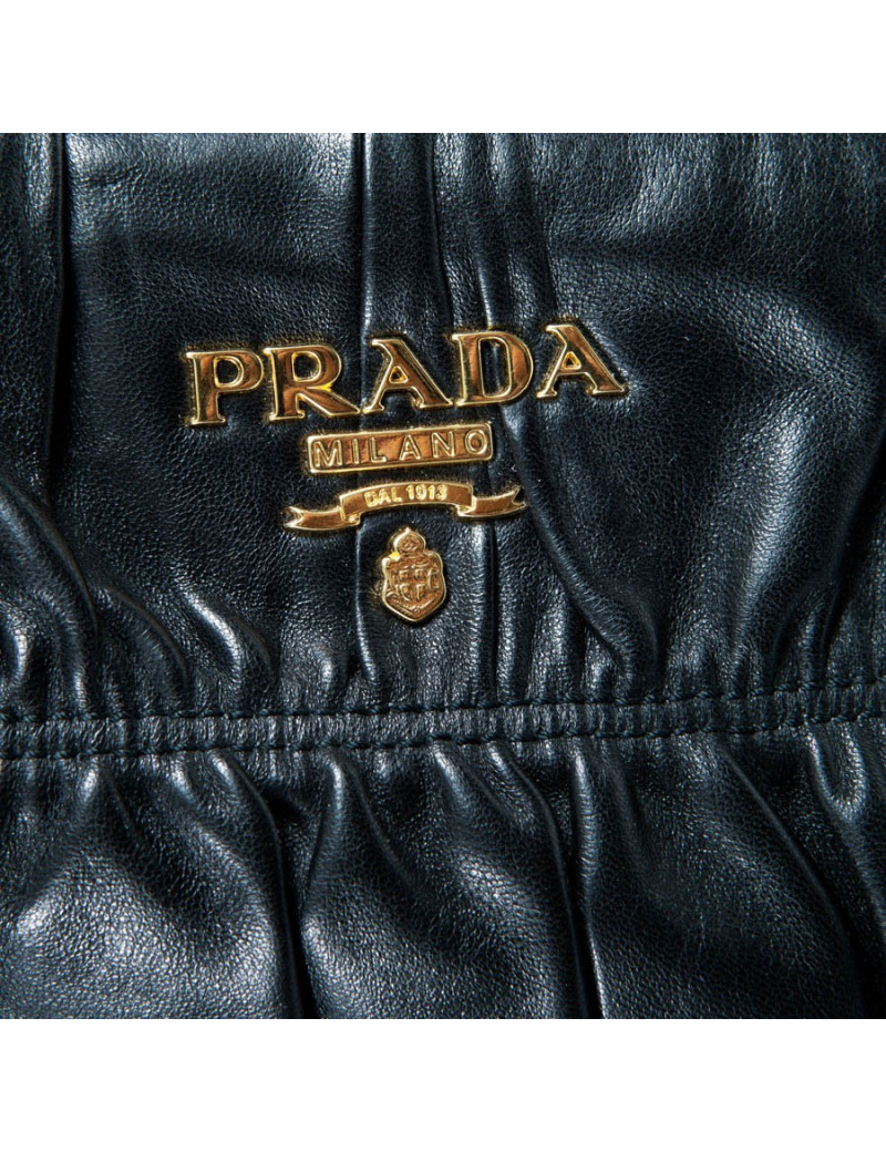 PRADA pleated black leather bag