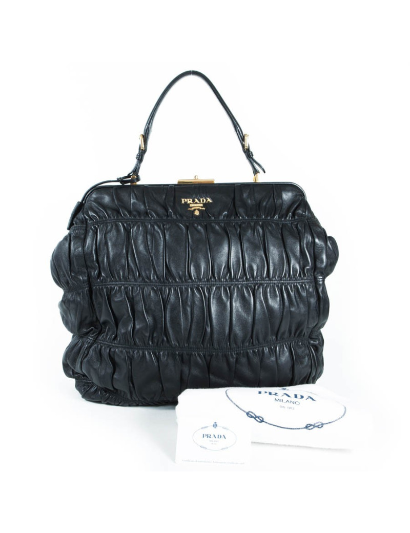 PRADA pleated black leather bag