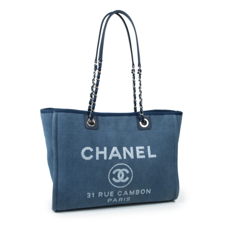 Chanel 2023 Large Deauville Shopping Tote  Blue Totes Handbags   CHA873599  The RealReal