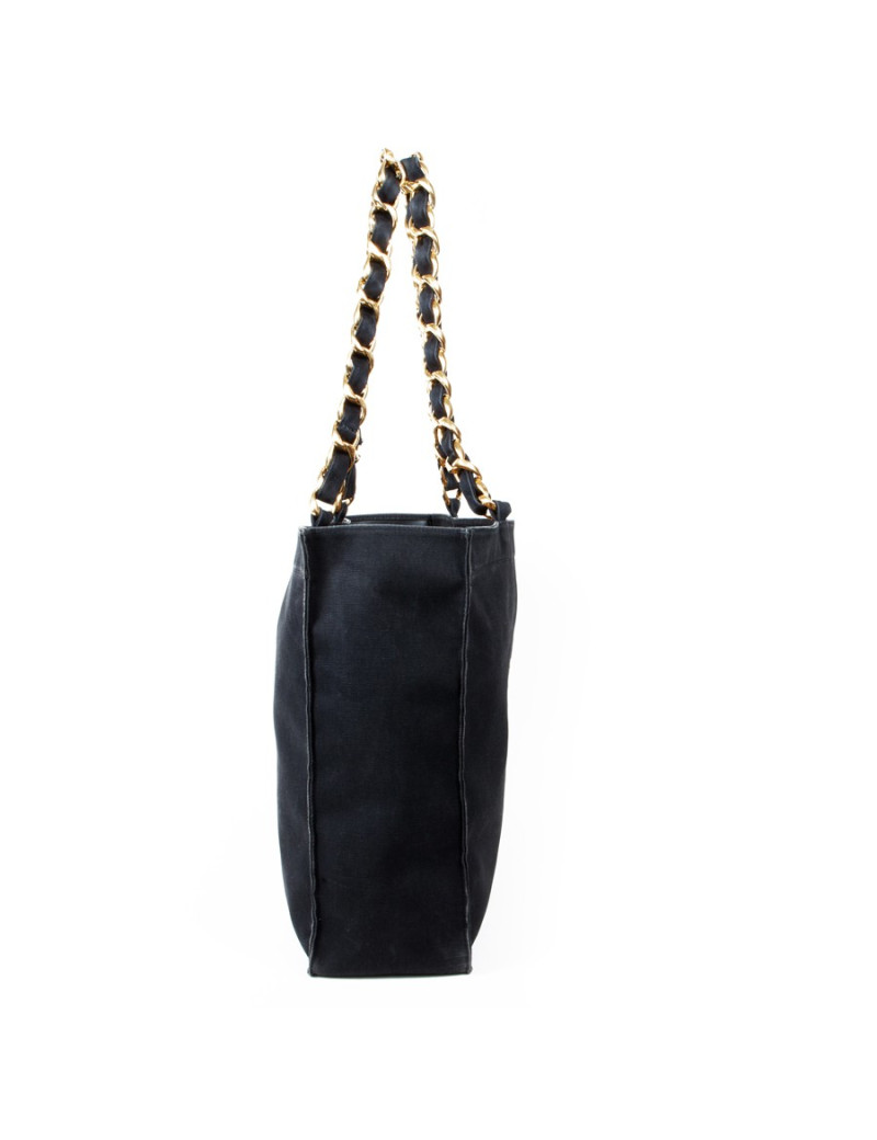 Sac cabas CHANEL 80' en toile noire
