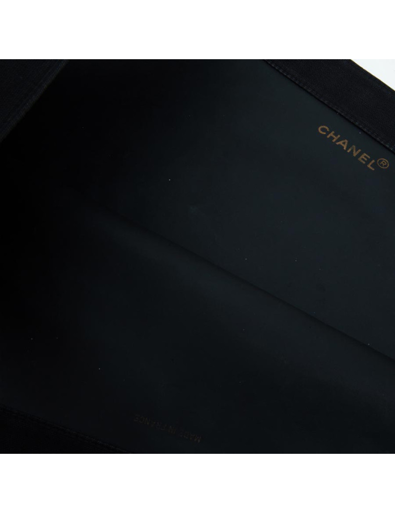 Sac cabas CHANEL 80' en toile noire