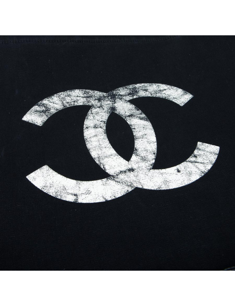 Sac cabas CHANEL 80' en toile noire
