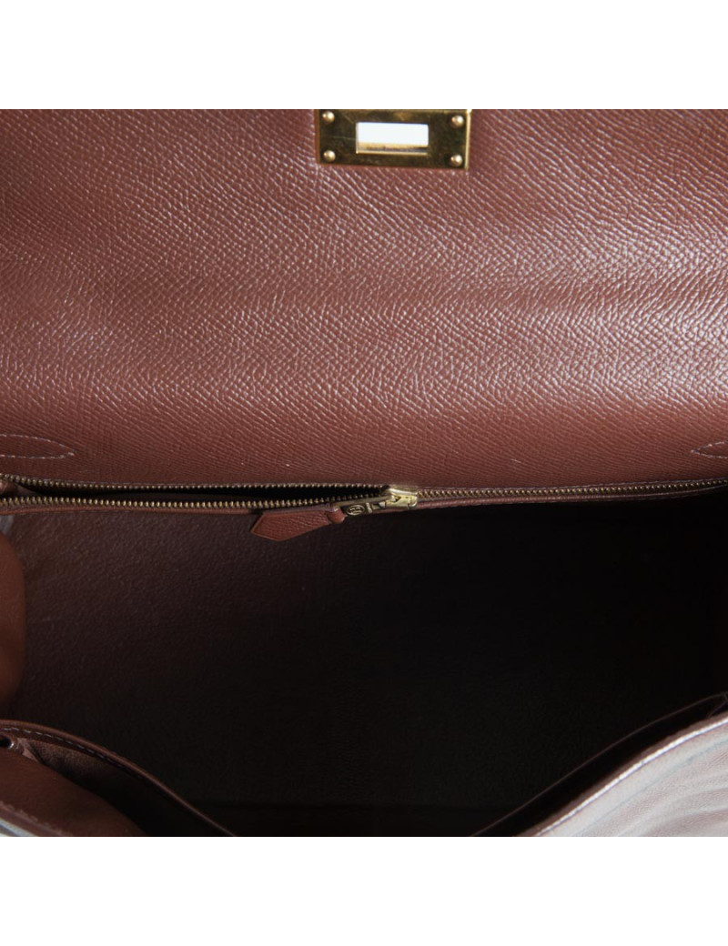 Bag epsom brown leather HERMES ' Kelly 28'