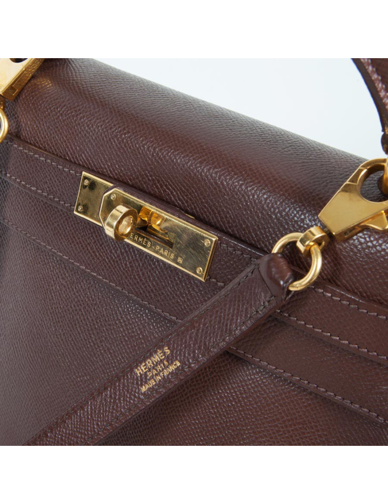 Bag epsom brown leather HERMES ' Kelly 28'