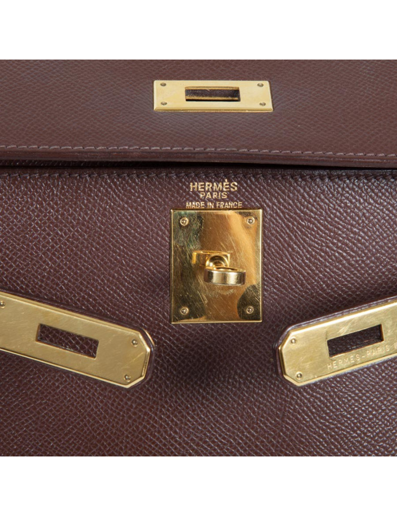 Bag epsom brown leather HERMES ' Kelly 28'