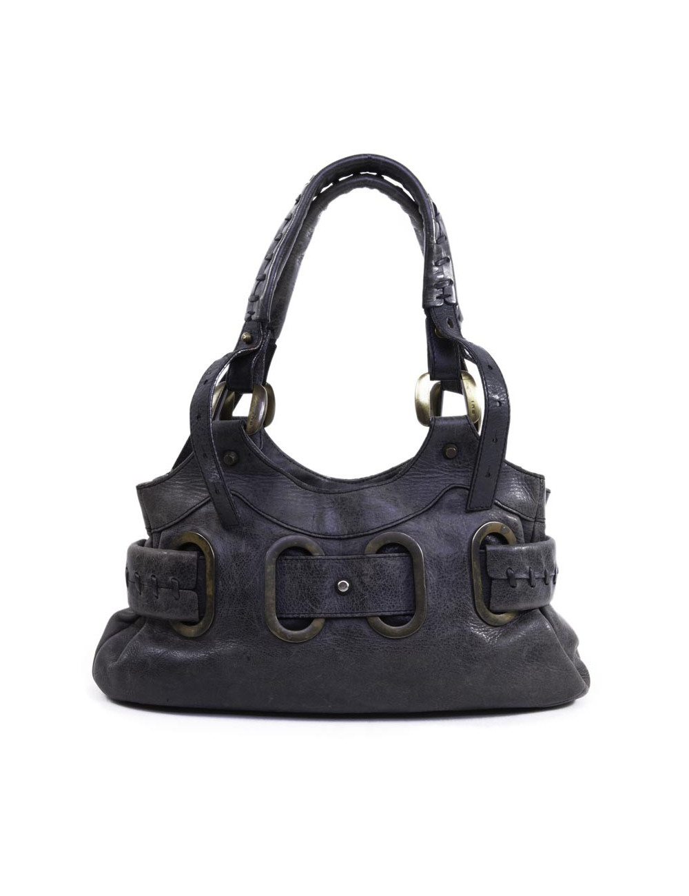 BARBARA BUI faded gray aged leather bag