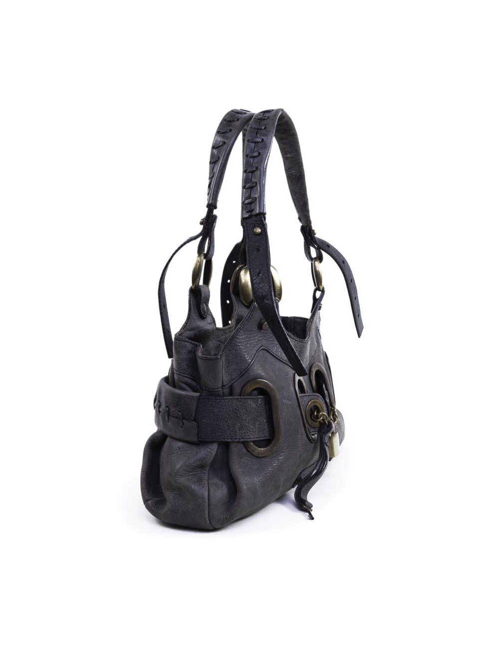 BARBARA BUI faded gray aged leather bag