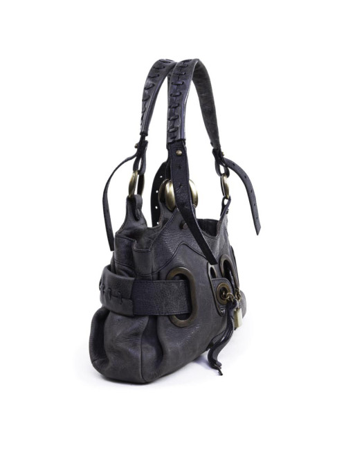BARBARA BUI faded gray aged leather bag