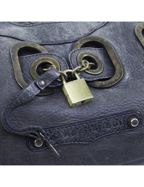 BARBARA BUI faded gray aged leather bag