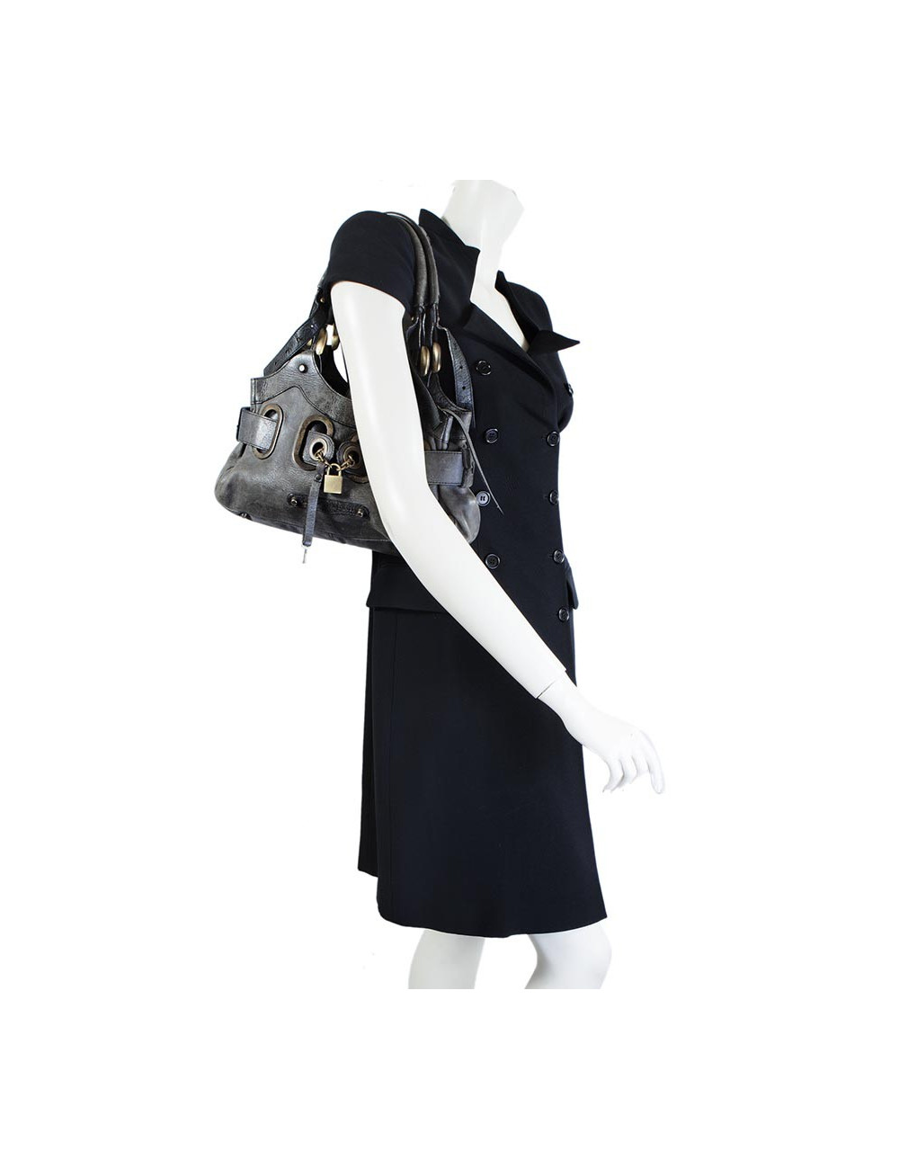 BARBARA BUI faded gray aged leather bag