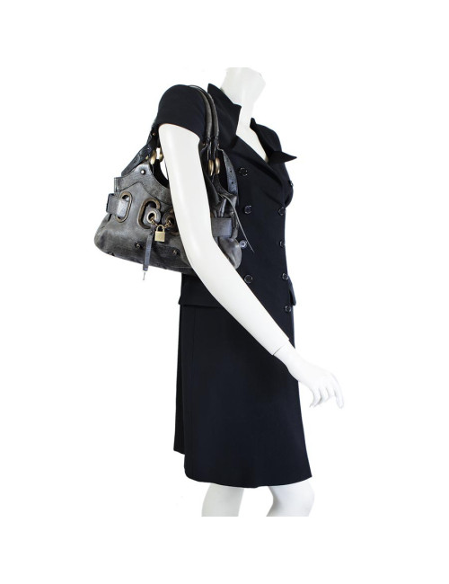 BARBARA BUI faded gray aged leather bag