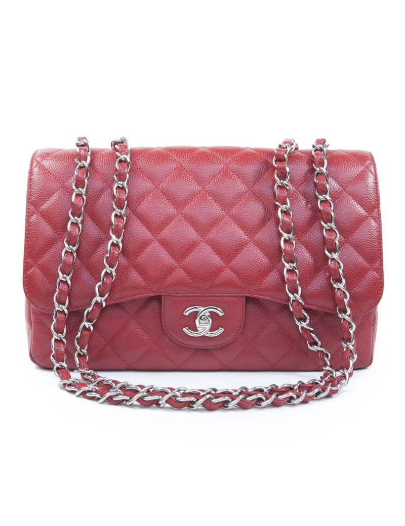 Sac jumbo CHANEL cuir caviar rouge 