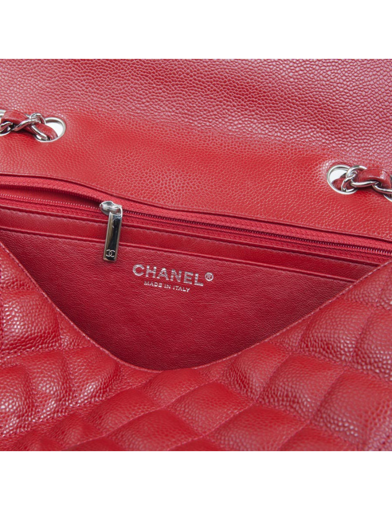 Sac jumbo CHANEL cuir caviar rouge 