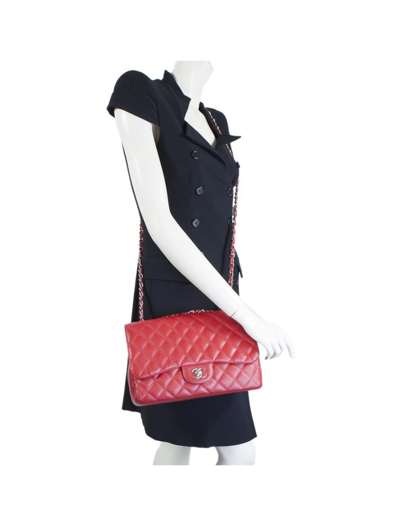 Sac jumbo CHANEL cuir caviar rouge 
