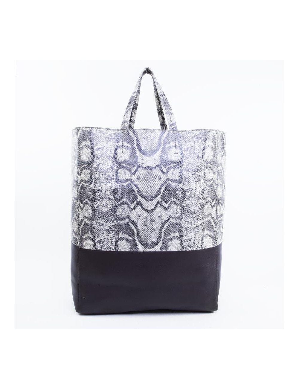 CELINE leather and python tote bag