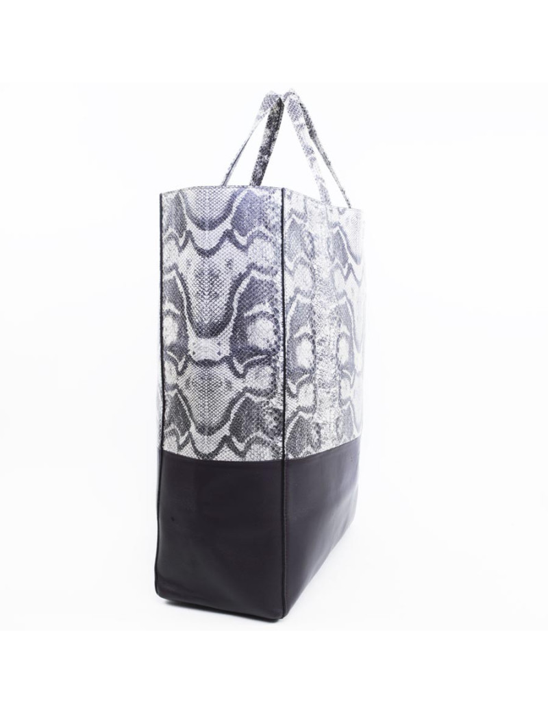 CELINE leather and python tote bag