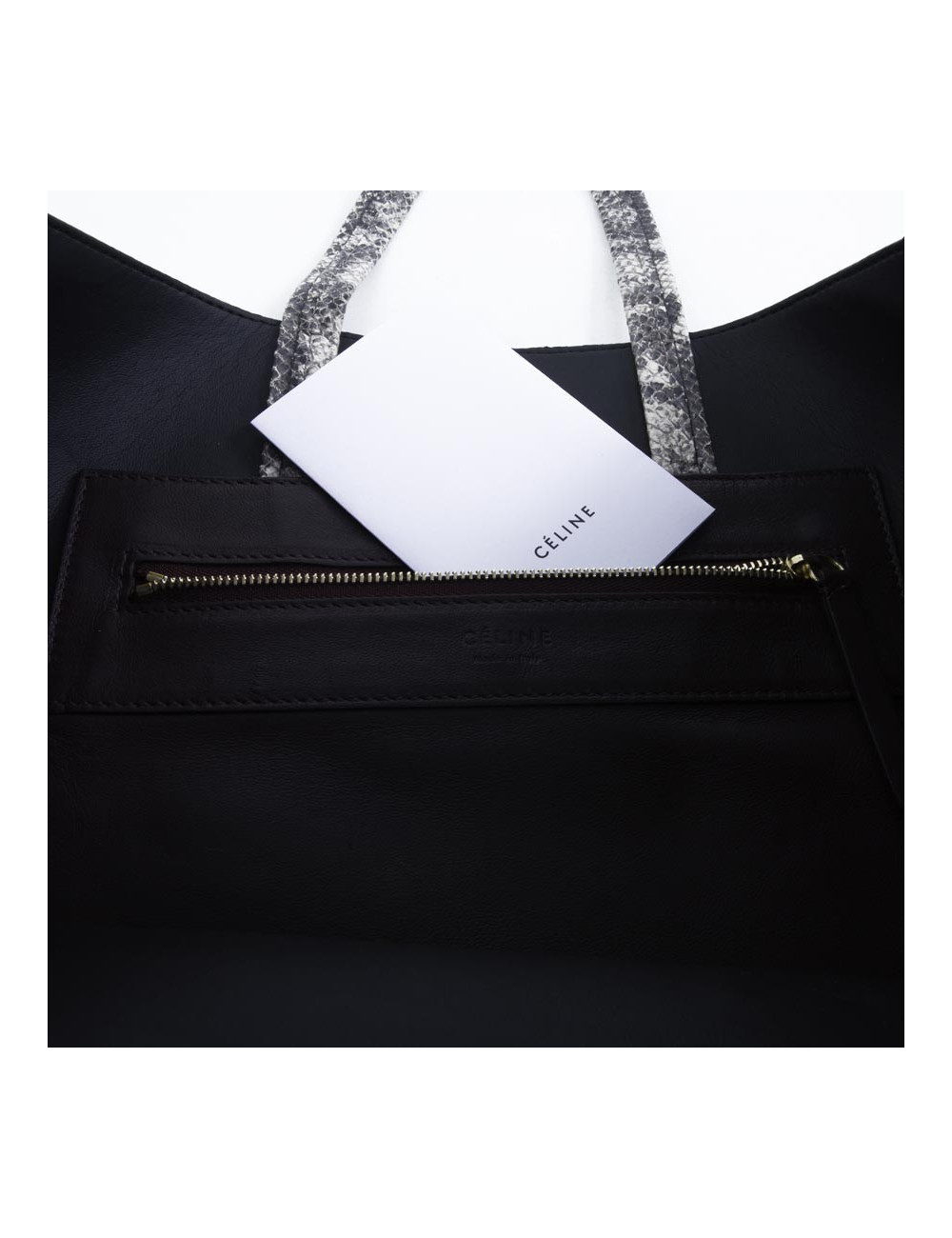 CELINE leather and python tote bag
