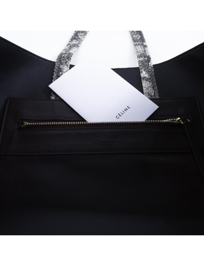 CELINE leather and python tote bag