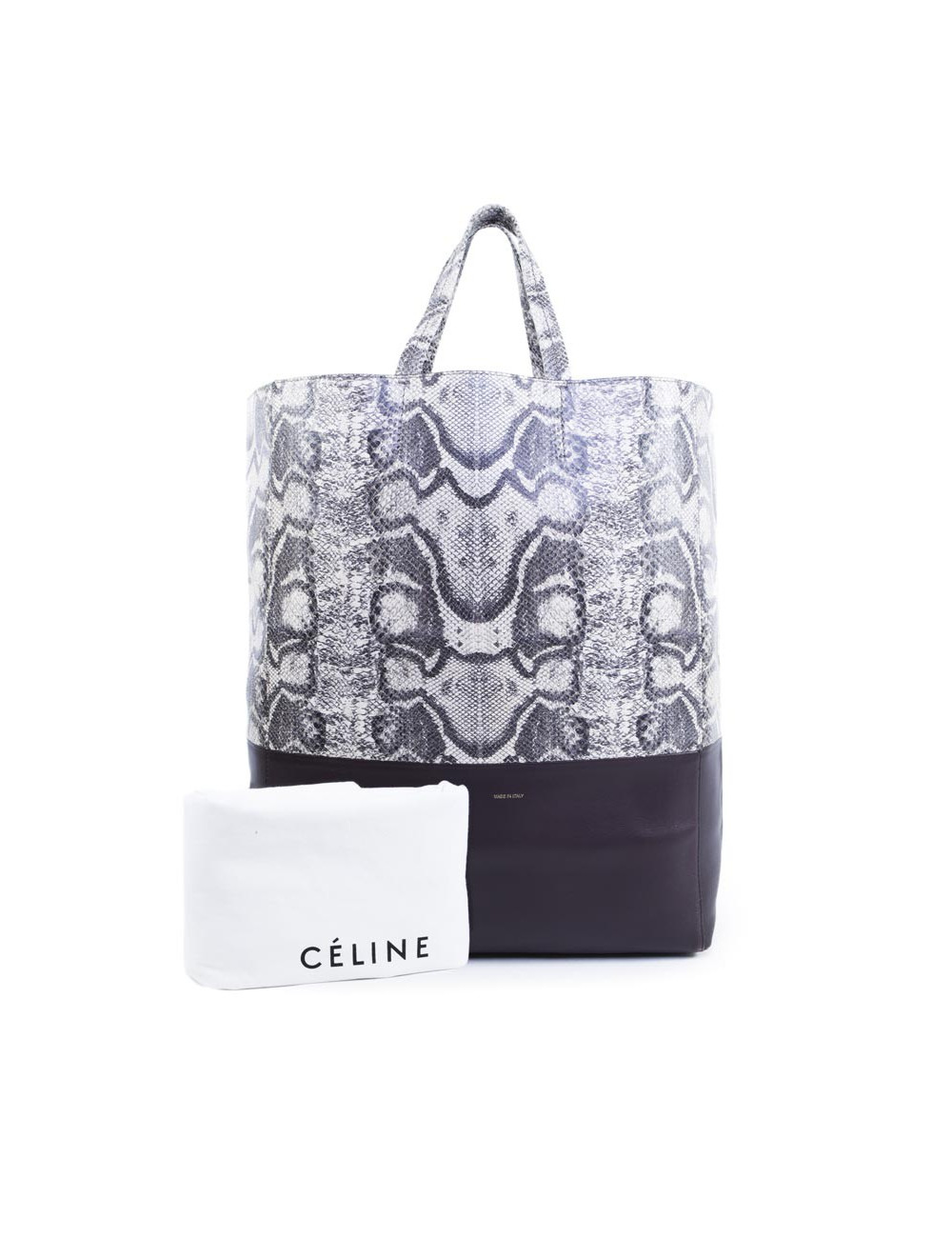 CELINE leather and python tote bag