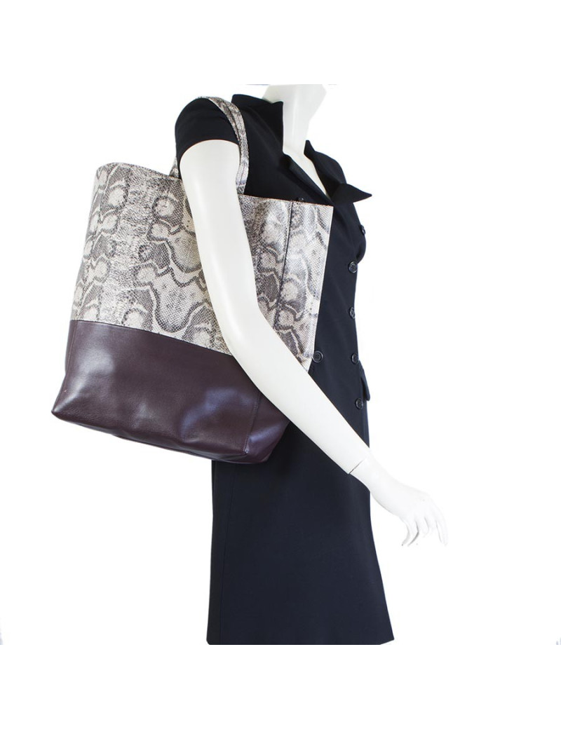 Sac cabas CÉLINE cuir et python 