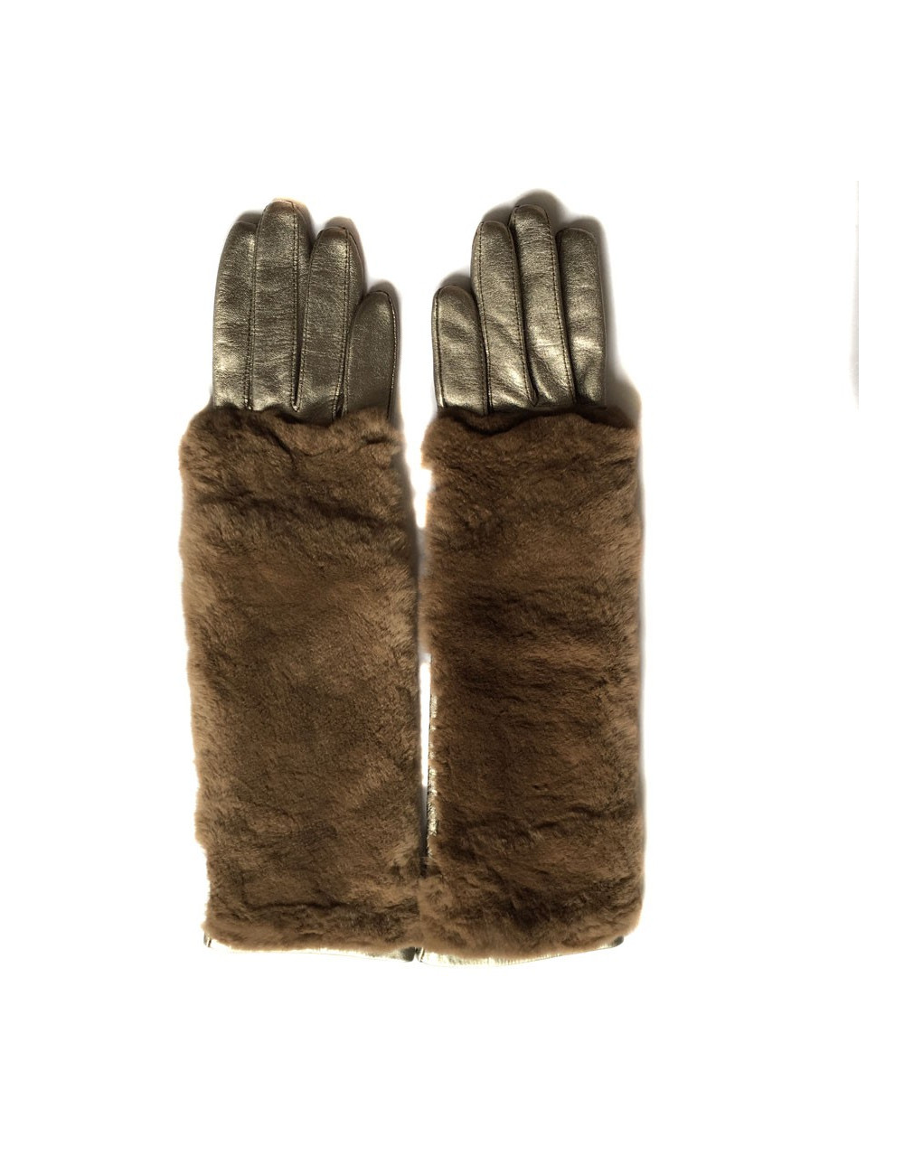 Gants MAISON FABRE en orylag et cuir doré