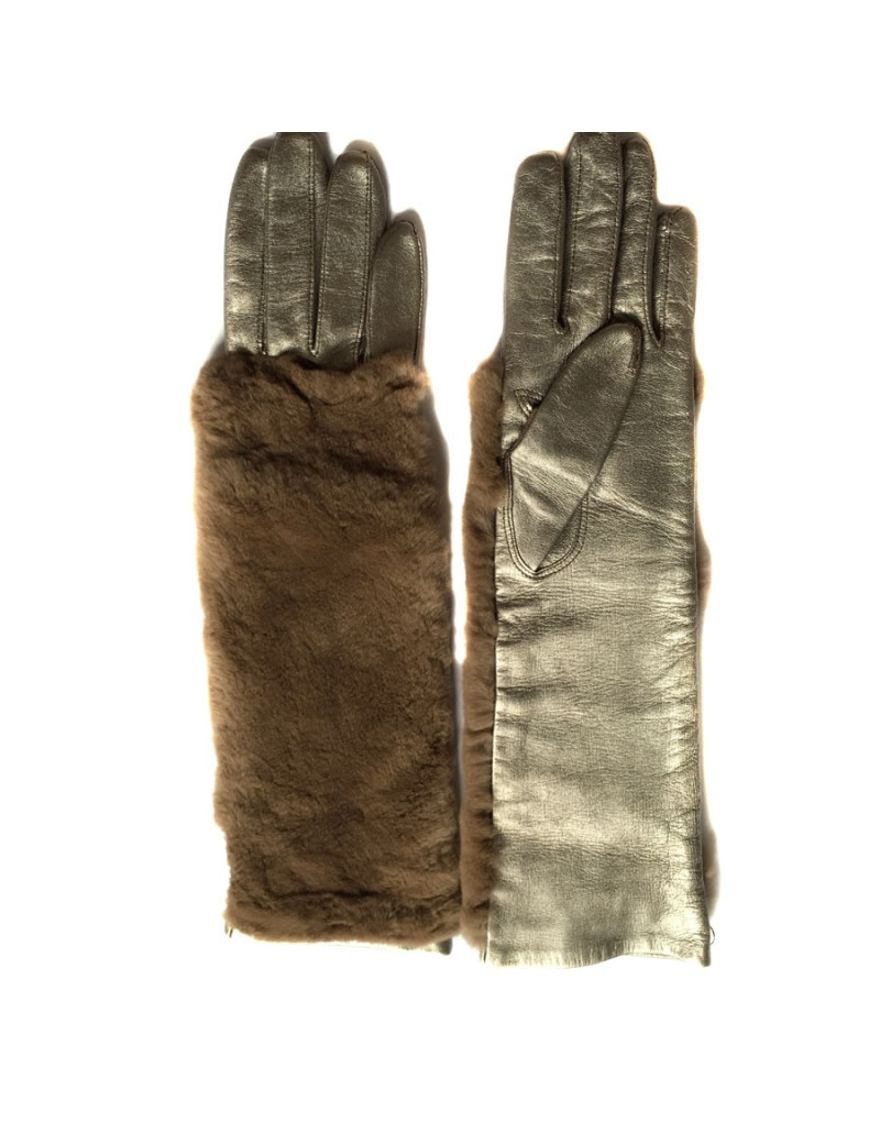 Gants MAISON FABRE cuir d'agneau bronze et orylag