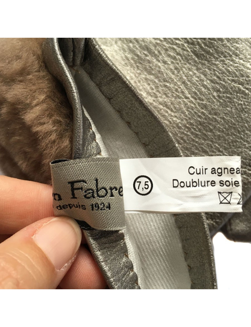 Gants MAISON FABRE cuir d'agneau bronze et orylag