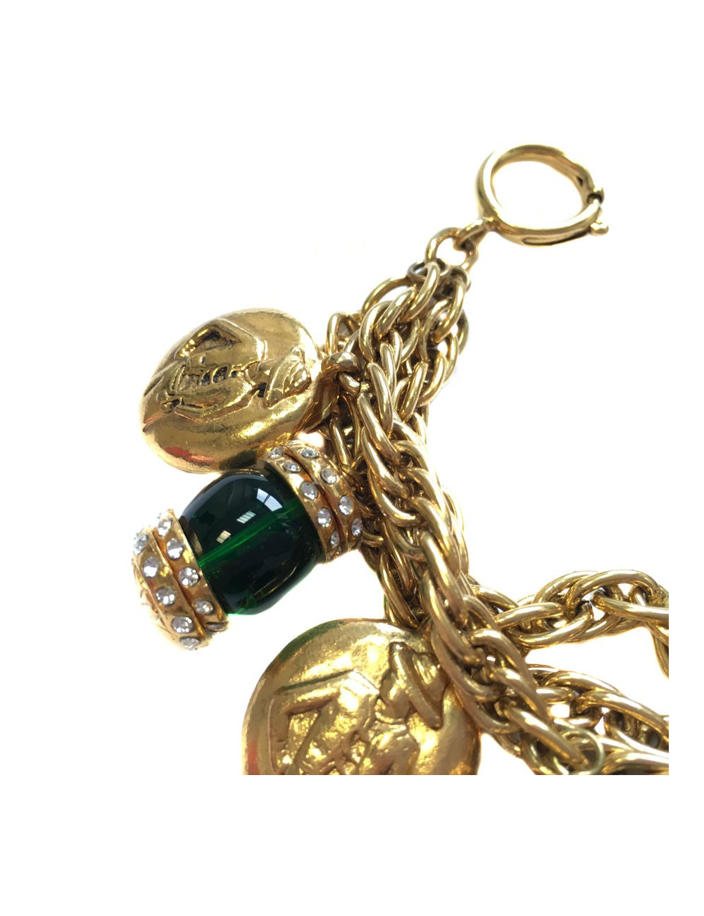CHANEL 80' Vintage bracelet in gilded metal and molten glass