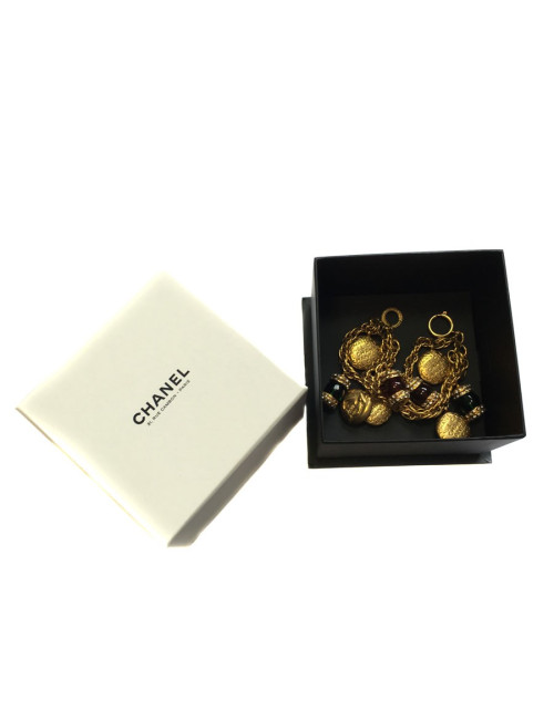 CHANEL 80' Vintage bracelet in gilded metal and molten glass