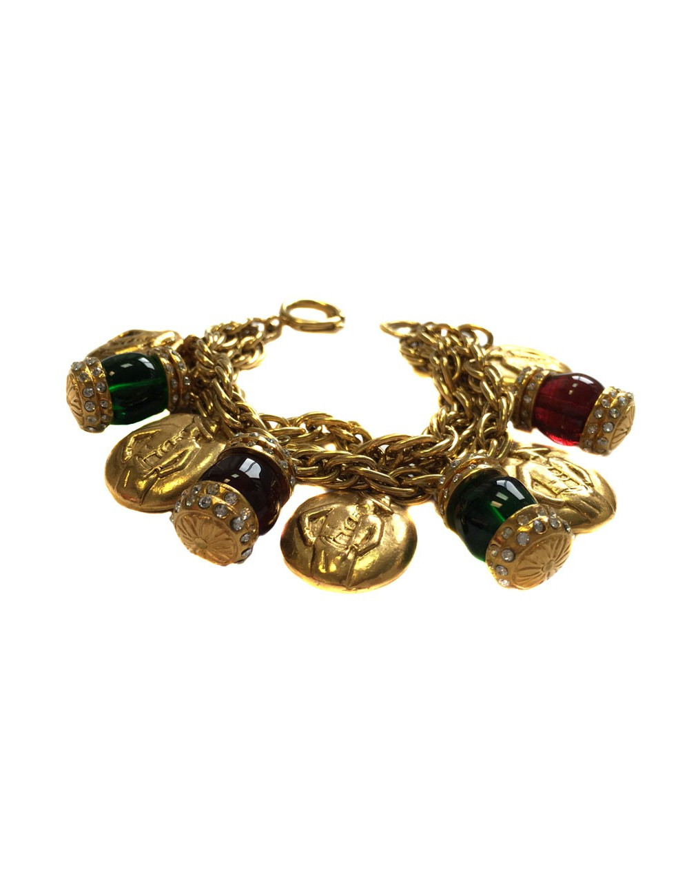 CHANEL 80' Vintage bracelet in gilded metal and molten glass