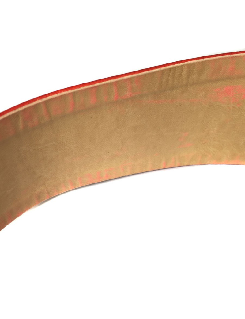 Ceinture EMANUEL UNGARO Vintage en cuir rouge et bijoux en métal 