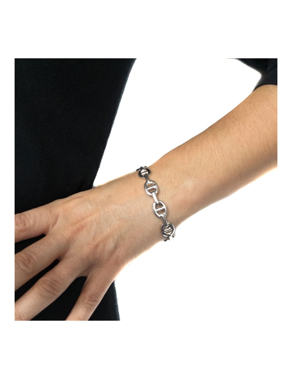 Bracelet HERMES chaine d'ancre enchaîné en argent