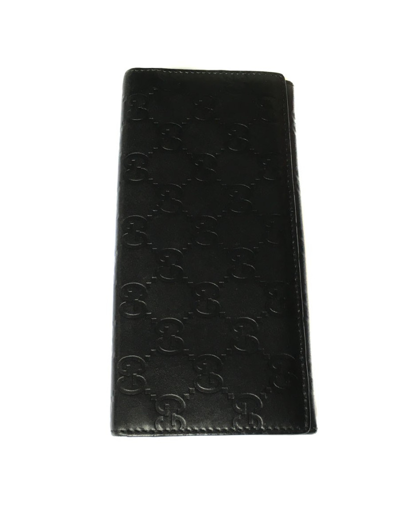 Portefeuille GUCCI à rabat en cuir noir monogram