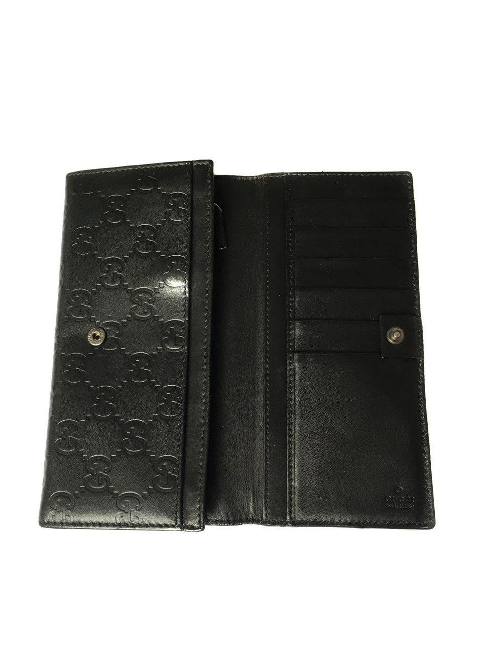 GUCCI black monogram leather flap portfolio