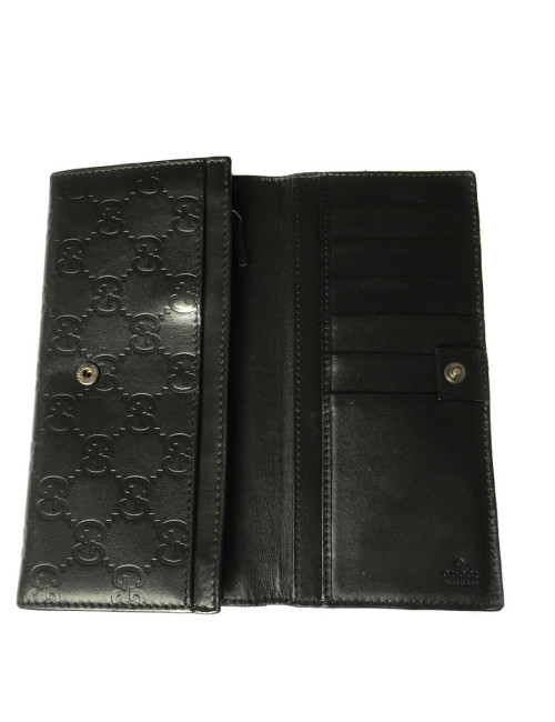 GUCCI black monogram leather flap portfolio
