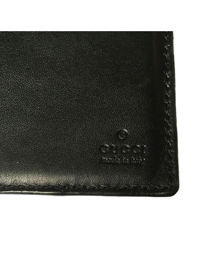 Portefeuille GUCCI à rabat en cuir noir monogram