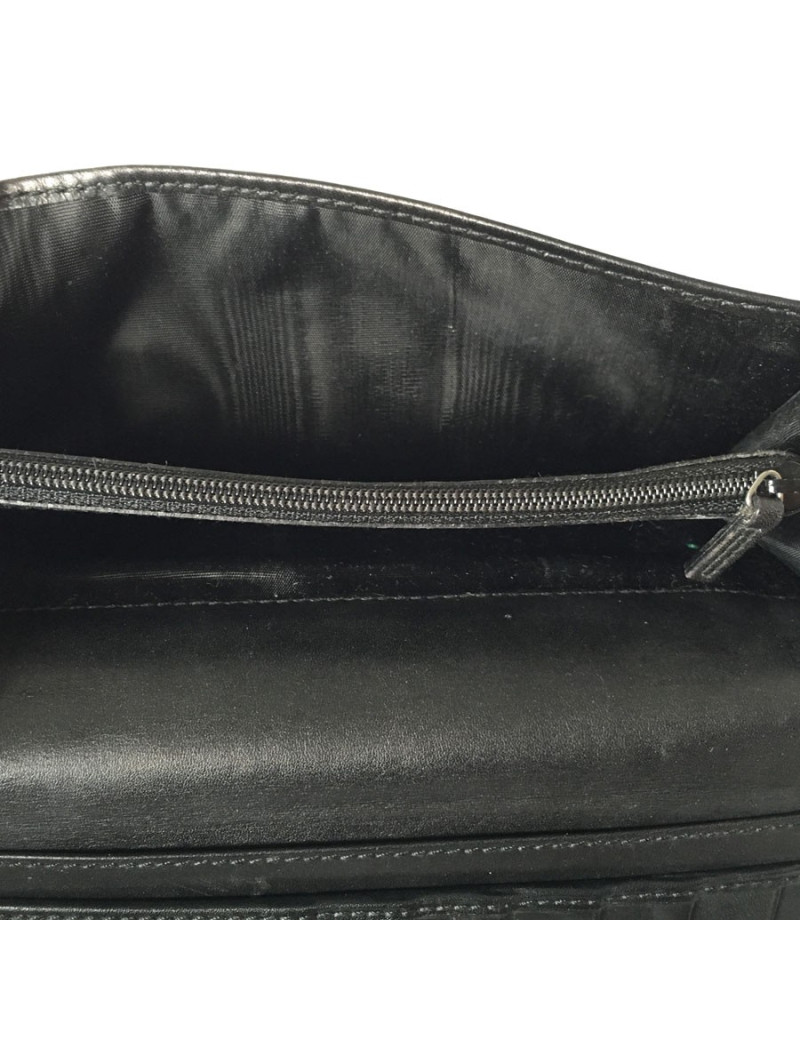 Portefeuille GUCCI à rabat en cuir noir monogram